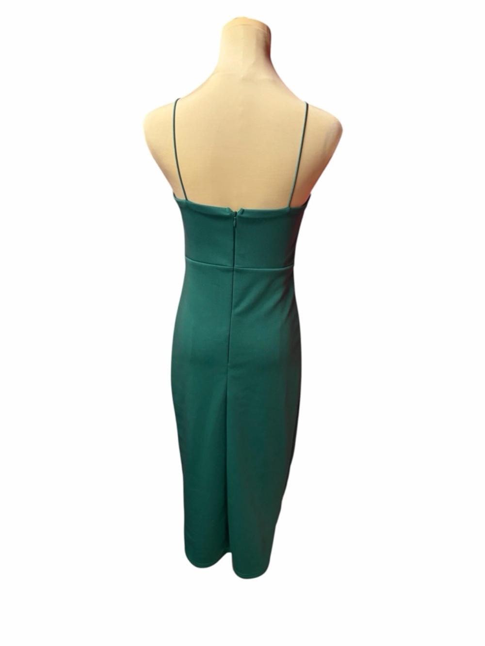 Emerald Green Asymmetrical Slip Dress Size Small Spaghetti Strap - Picture 3 of 7